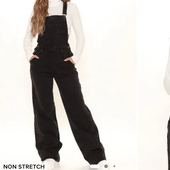 Fashion Nova Gray Black Washed Keep It Loose Wide Leg Denim Overalls Size 1 /XS - Picture 1 of 14